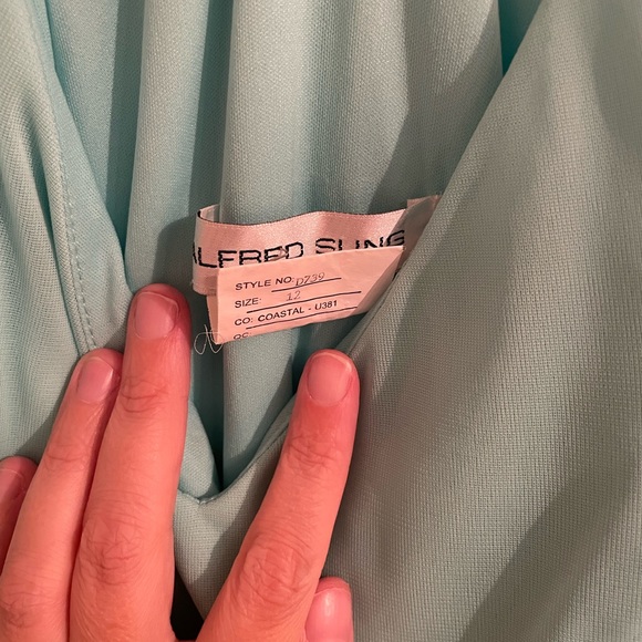 Alfred Sung size 12 teal floor length bridesmaid dress - Picture 2 of 4